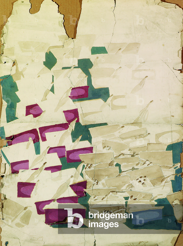 Figure risuscitanti, c.1920-21 (matita, w/c & olio su carta)