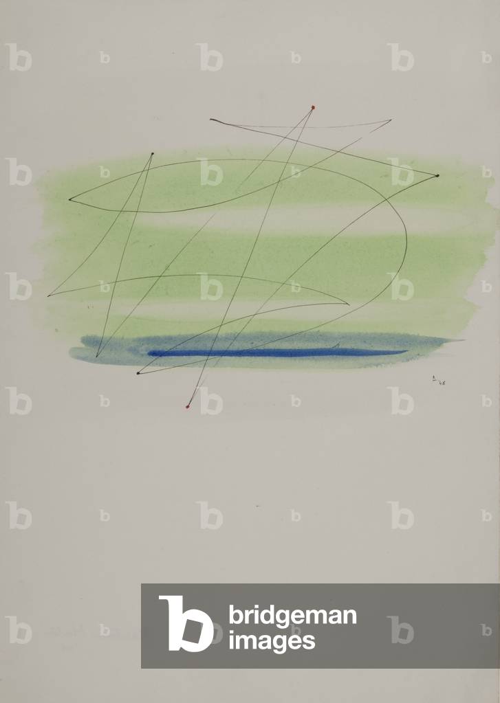 Abstrakte Zeichnung, 1946 (Stift & Tinte mit w/c auf Papier)