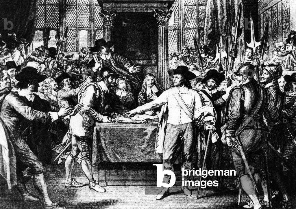 Dissolution du « Long Parlement » par Oliver Cromwell (n/b photo)