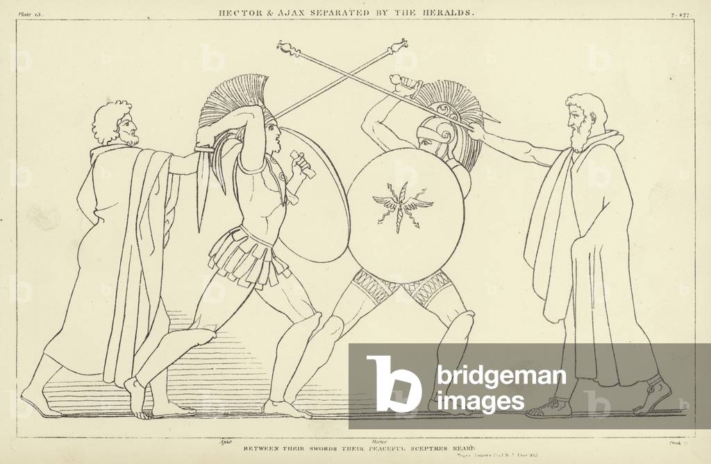 "Ettore e Ajax separati dagli Araldi (incisione)" di John Flaxman, b/w