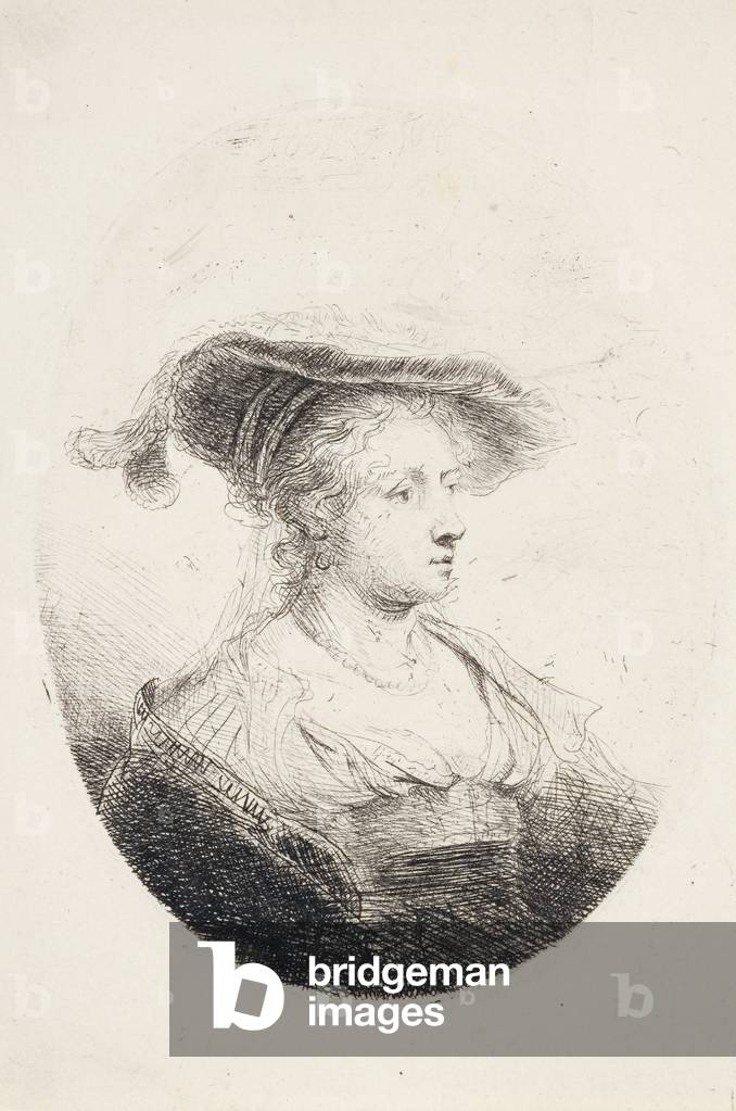 Young Lady with Plumed Hat, 1644 (etching)