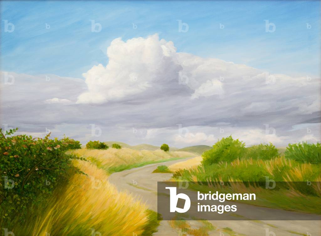 Farm Track che conduce al Pewsey Downs, 2014 (olio su tela)