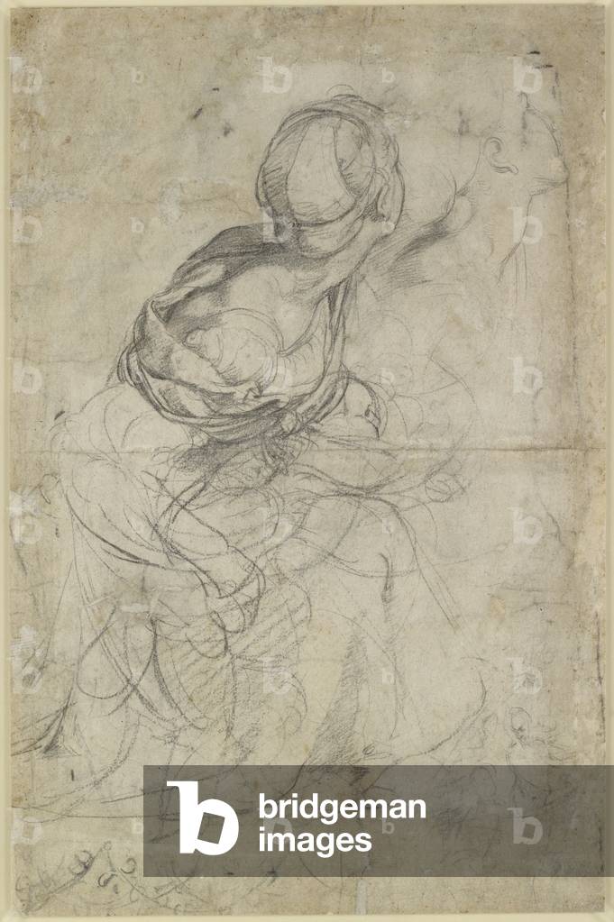 Bild von Zeichnung "Verso: Studies for two kneeling Women" von Raphael, b/w