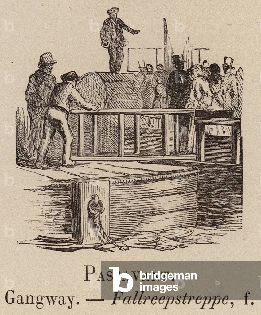 "Le Vocabulaire Illustre: Passavant; Passerella; Fallreepstreppe (incisione)" 1873 di European School