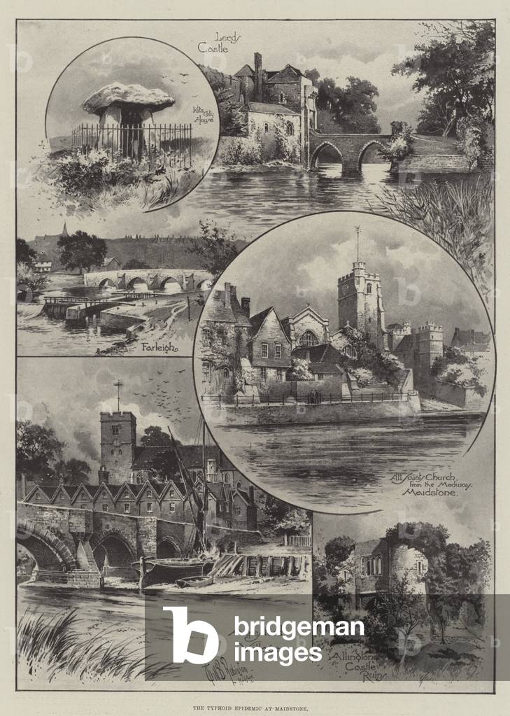 Die Typhus-Epidemie in Maidstone (litho)