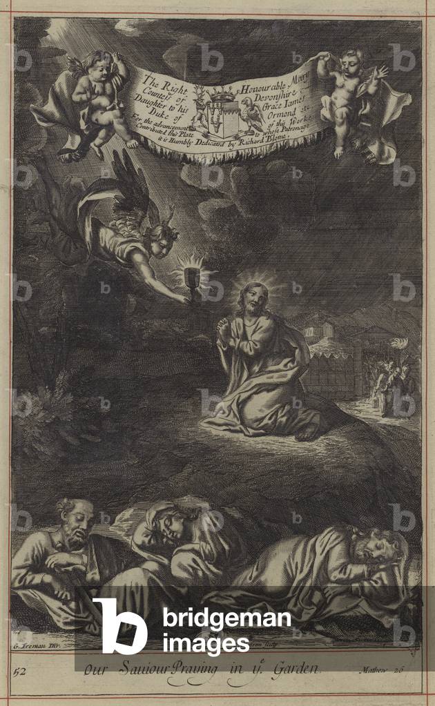 Bild von Gravur "Unser Erlöser betet in eurem Garten (Gravur)" 1701 von English School