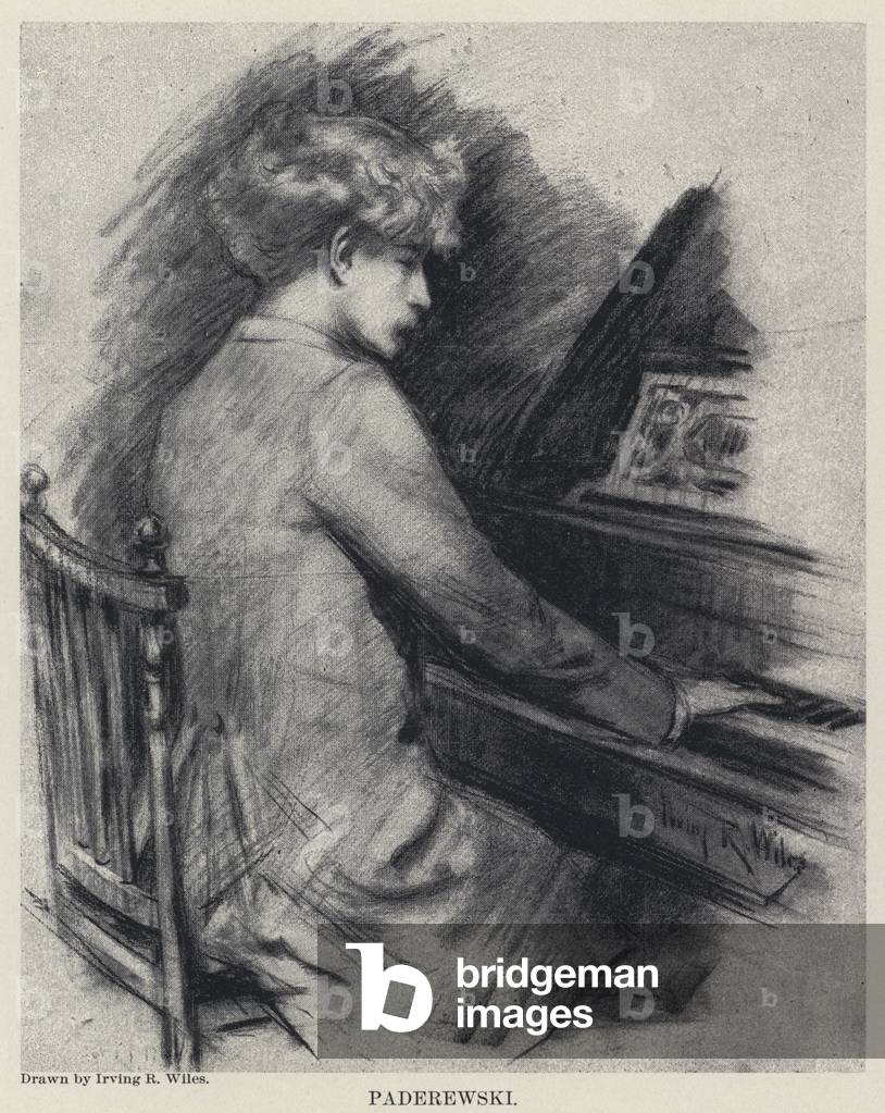 Image of Print depicting Paderewski (litho) by Irving Ramsay Wiles