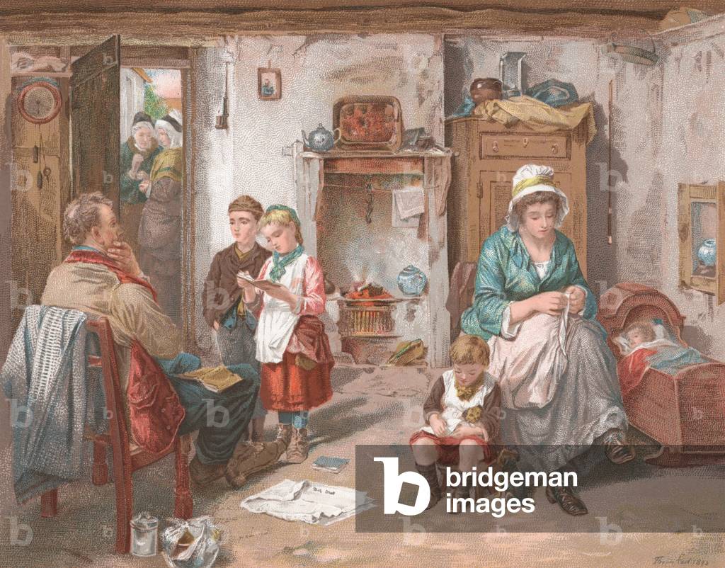 Ein Schulrat in einem Cottage (chromolitho)