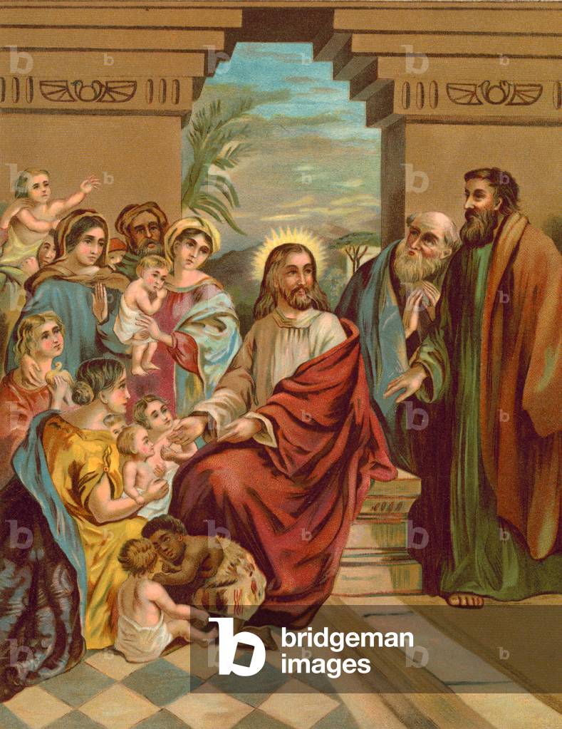"Cristo benedice i bambini (cromolito)" di English School