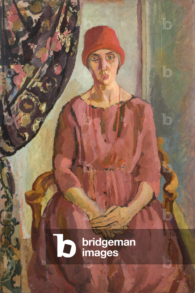 Immagine di Dipinto "Ritratto di Vanessa Bell (Il cappello rosso)" 1917 di Duncan Grant