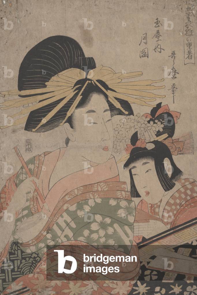 "senza titolo xilografia" di Utamaro Kitagawa, b/w