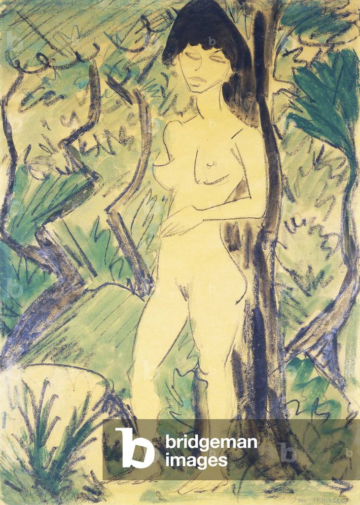 Nude in the Forest; Akt im Wald, c.1922-1923 (watercolour and wax crayon on vellum)