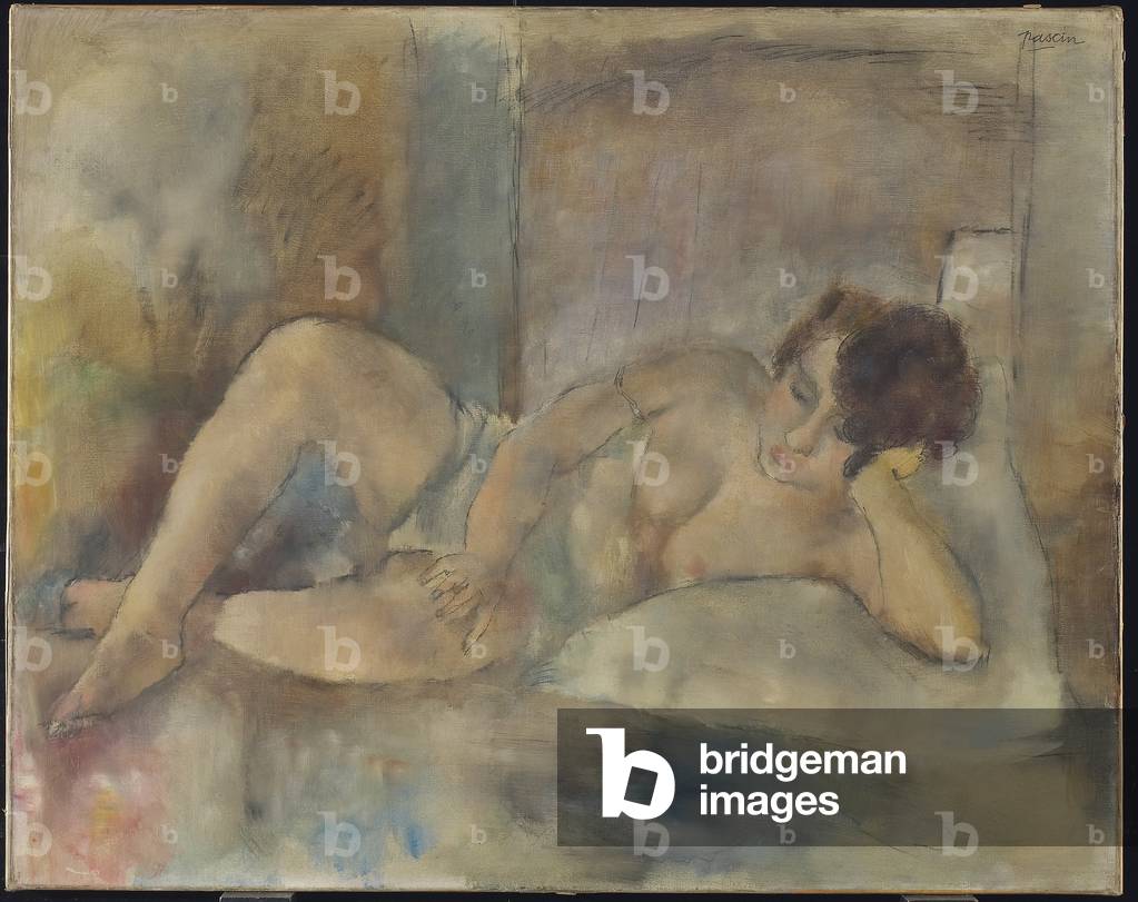 Liegender Akt, um 1920 (Öl und Graphit auf Leinwand)