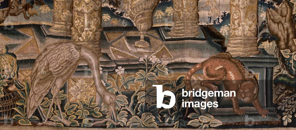 Flämischer Wandteppich. Serie Galerien mit Tieren oder Galerien von Espaliers (Galerías con animales o Galería