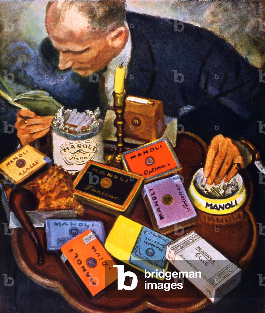 Advertisement for 'Manoli Cigarettes' 1927 by German Artist