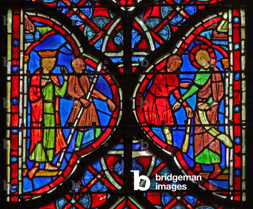 Window w6L  Manasses seizes Isaiah (?) (stained glass) 1246-48 by French Artist