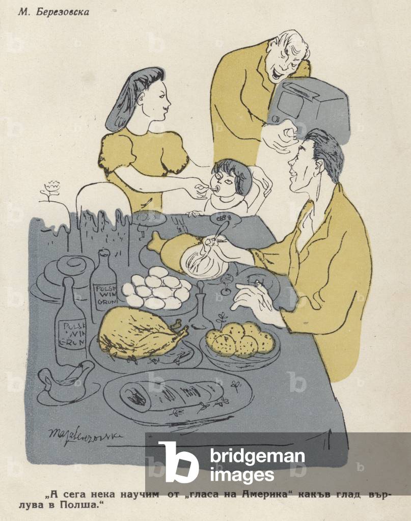 "Lassen Sie uns aus der Stimme Amerikas des tobenden Hungers in Polen herausfinden (Farbe litho)" von Polish S