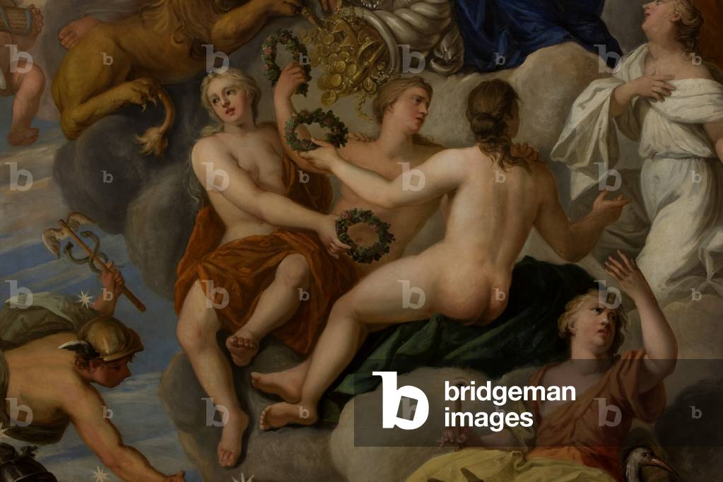 Die drei Grazien, Detail aus dem Queen's Drawing Room, 1703 (gemalte Decke)