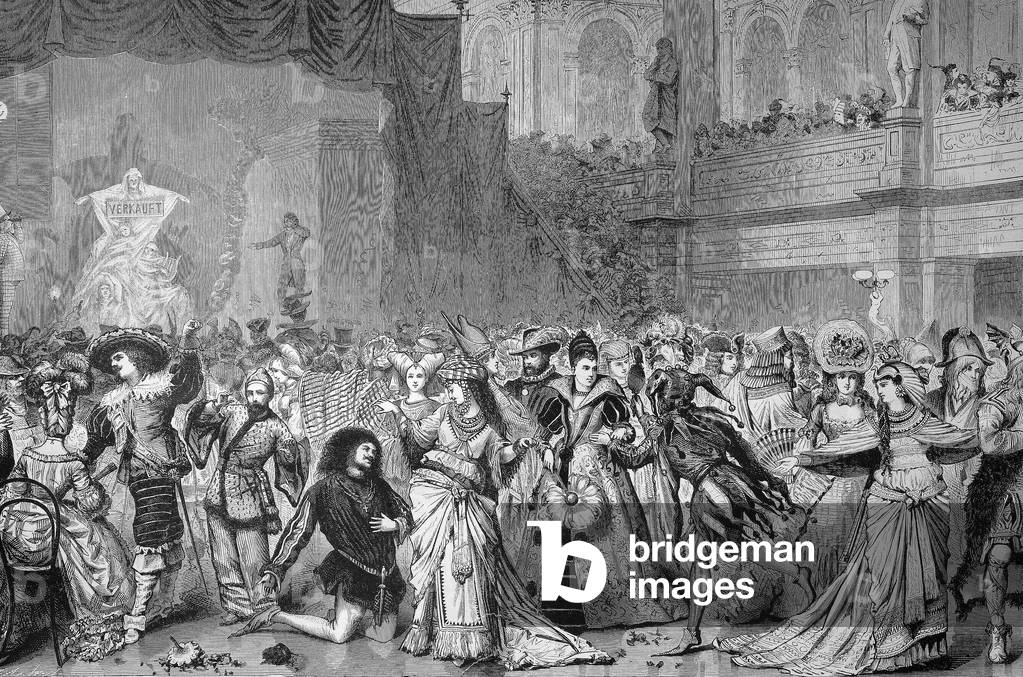 Illustrazione storica della festa in costume o festa in abito di fantasia degli artisti a Berlino