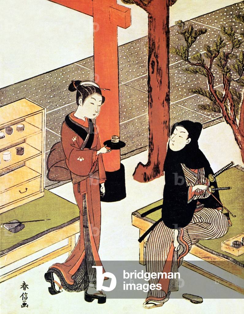 Immagine di Stampa "Giappone: «L'artista e O-sen»" 1701 di Suzuki Harunobu