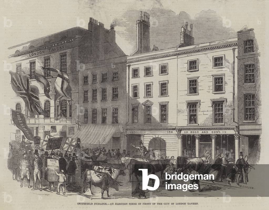 Smithfield Noisance, un Elezione Scena davanti alla Città di Londra Taverna (incisione)