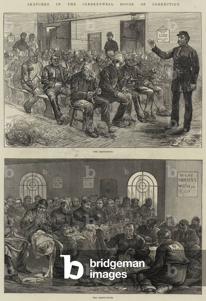 "Schizzi nel Clerkenwell Casa di Correzione (incisione)" di English School, b/w