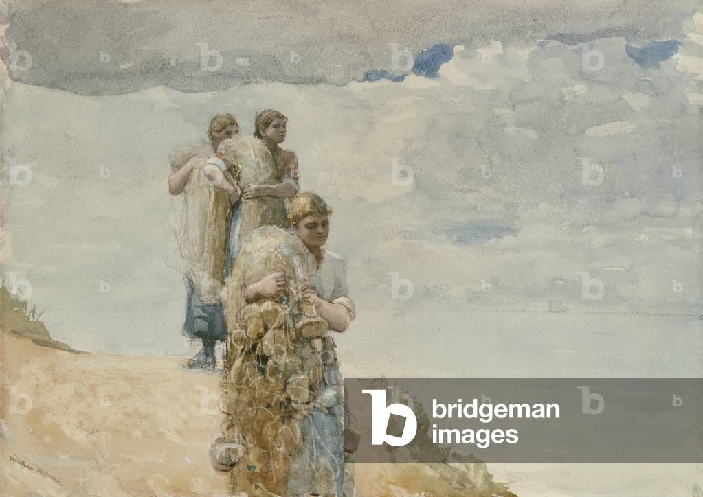 On The Cliff, Cullercoats, um 1881-82 (w/c & Holzkohle auf Wollpapier)