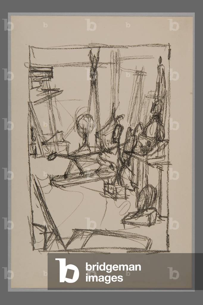 Image of Print depicting Corner of the Studio with Cat II, 1951 by Alberto Giacometti, b/w