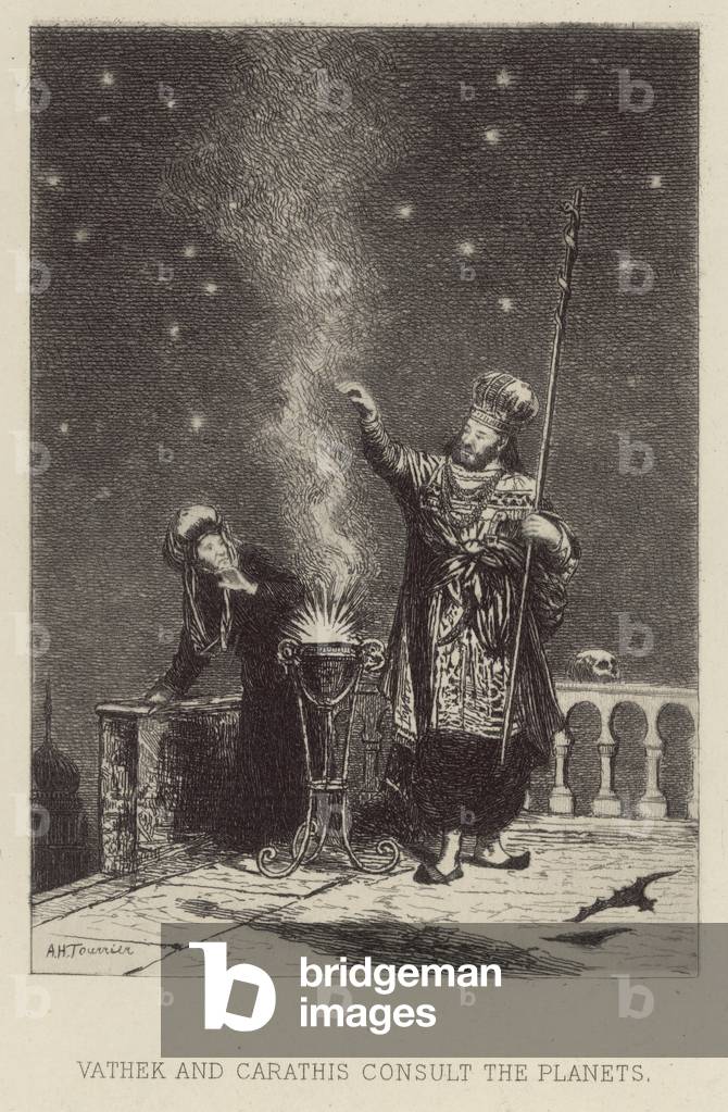 Vathek e Carathis consultare i pianeti (incisione)
