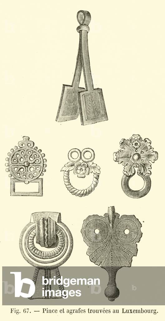 Pince et agrafes trouvees au Luxembourg (engraving)