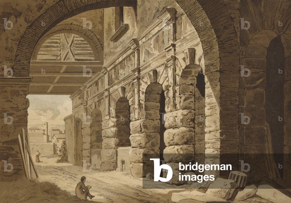 "Galleria di Domiziano" di Spanish School, b/w