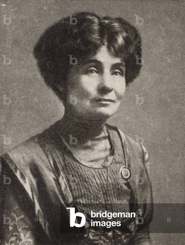 Emmeline Pankhurst, attivista britannica nel movimento del Suffragio (foto in b/n)