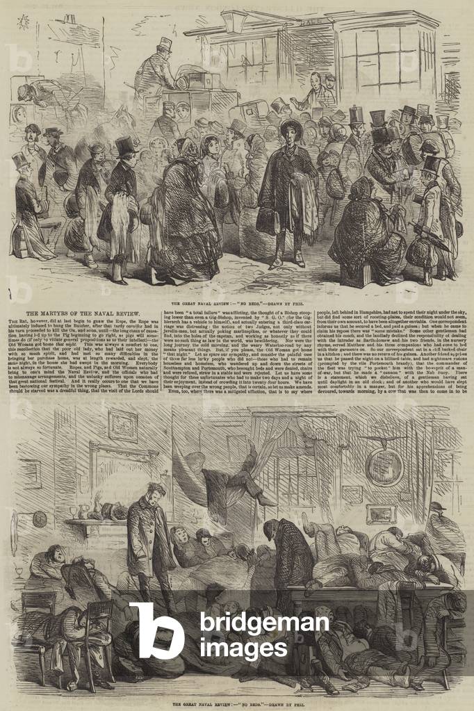 Les Martyrs de la Revue navale (gravure) 1856 par Hablot Knight Browne, b/w