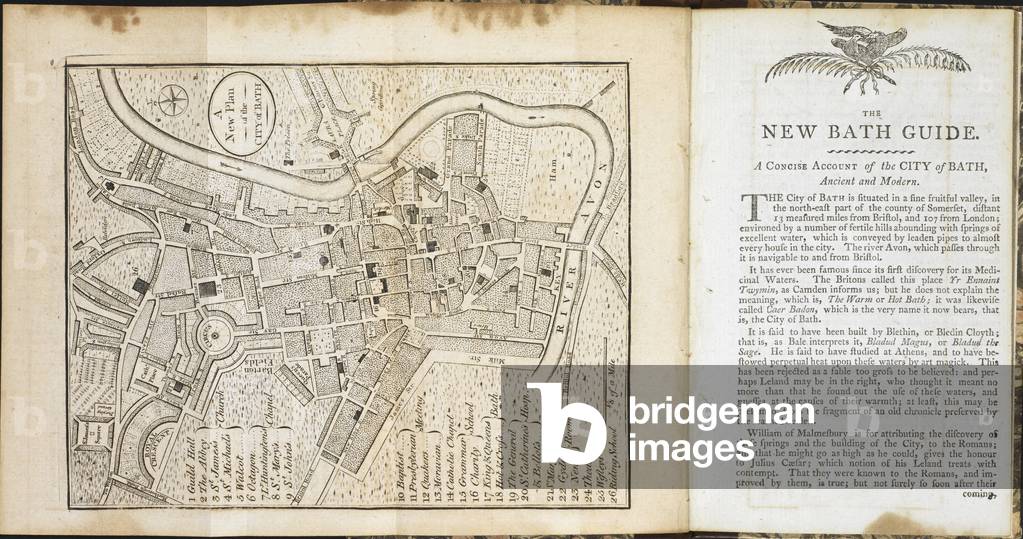 Image of A new plan of the city of Bath, 18th century.