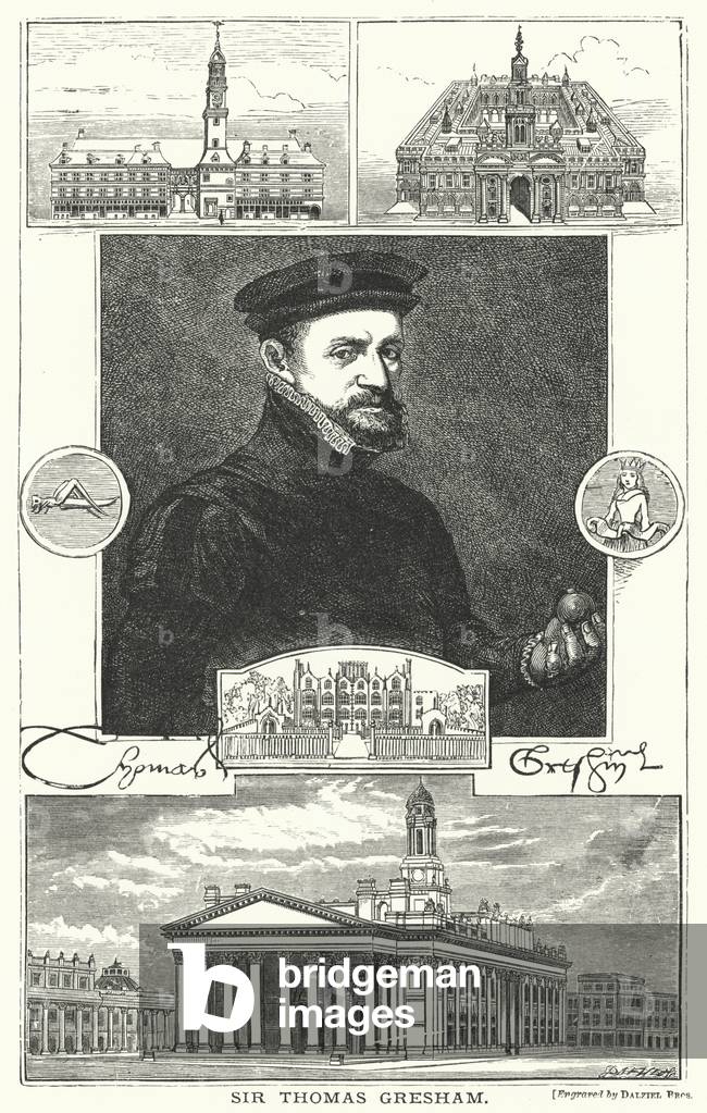 "Sir Thomas Gresham (Gravur)" von English School, b/w