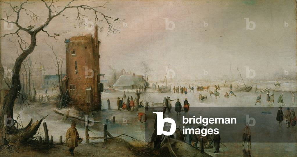 Bild von Gemälde "Schlittschuhlaufen in der Nähe einer Stadt", c.1610-20 von Hendrik Avercamp