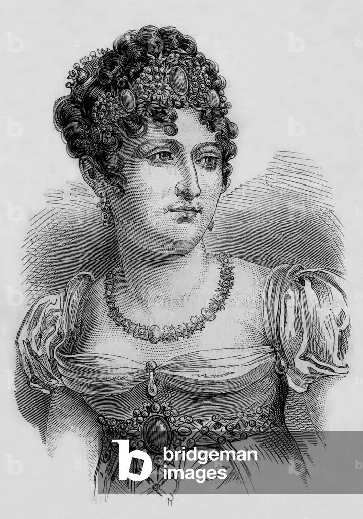 Immagine di Incisione "Carolina Bonaparte" 1801 di French School, b/w