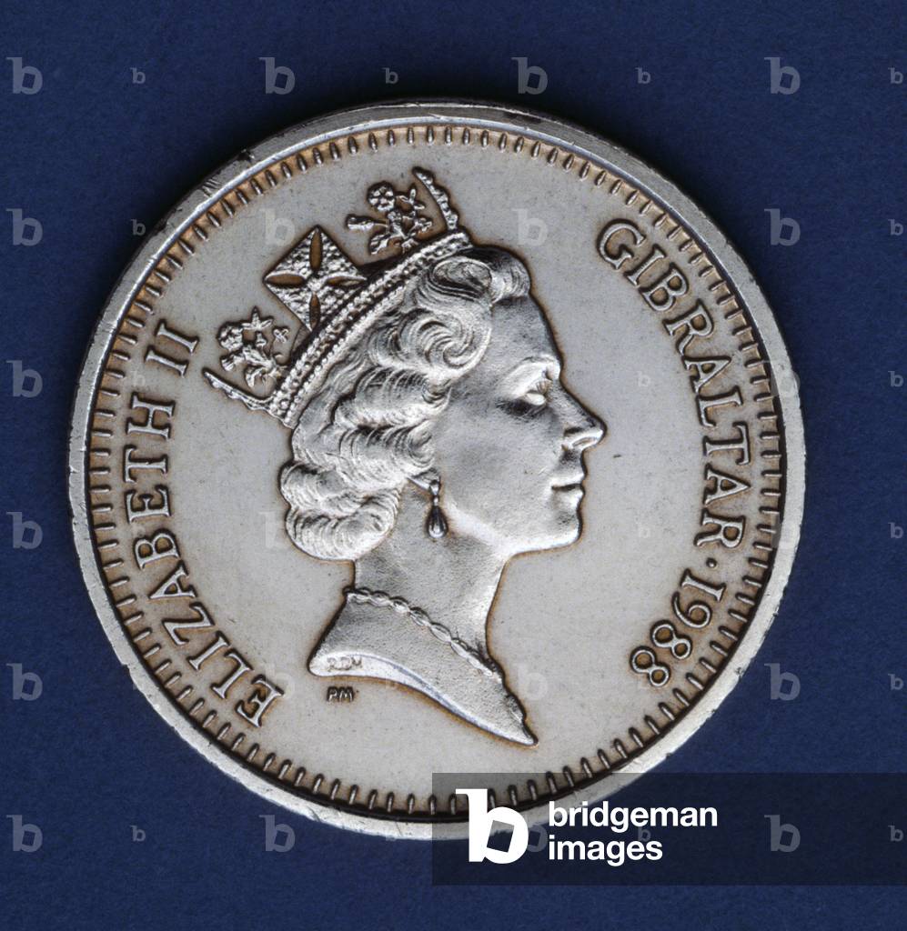 Image of 2 pence coin, 1988, obverse, queen Elizabeth II Windsor (1926),