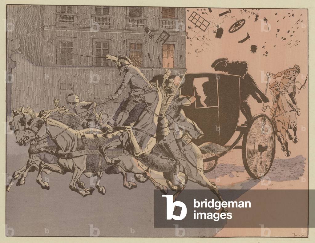 Napoléon a une évasion miraculeuse de l'explosion d'une bombe, la machine infernale, rue Saint-Nicaise, Paris,