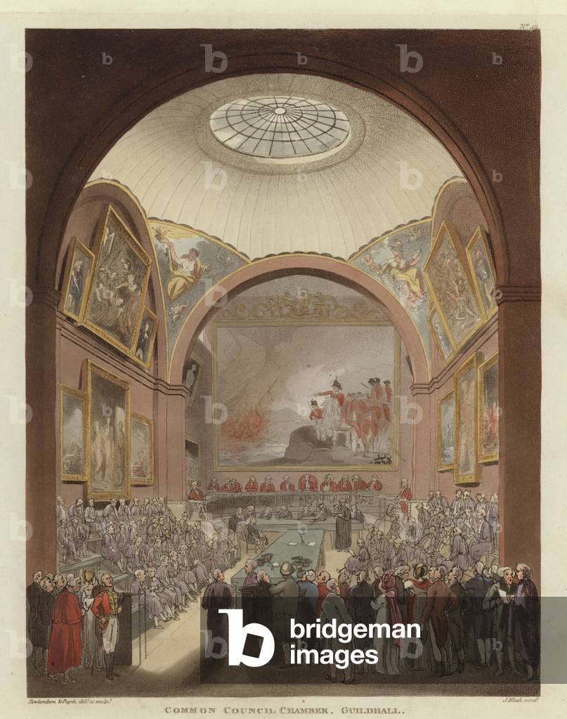 Immagine di Incisione "Camera comune del Consiglio (incisione colorata)" di A.C. Rowlandson
