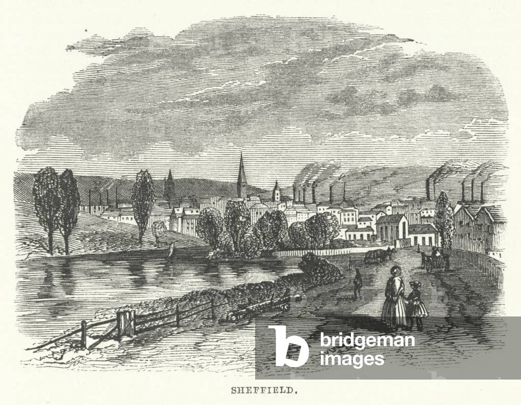 "Sheffield (Gravur)" von English School, b/w