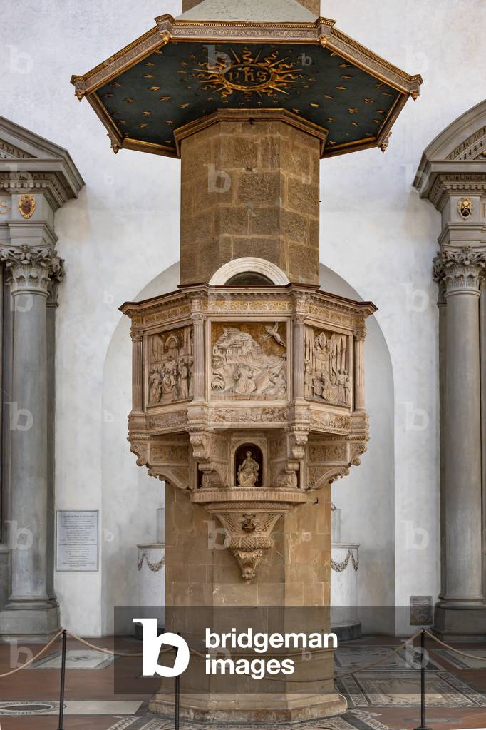 "Cordiata destra: Pulpito con scene della vita di San Francesco mattonella su San Francesco che riceve le Stim
