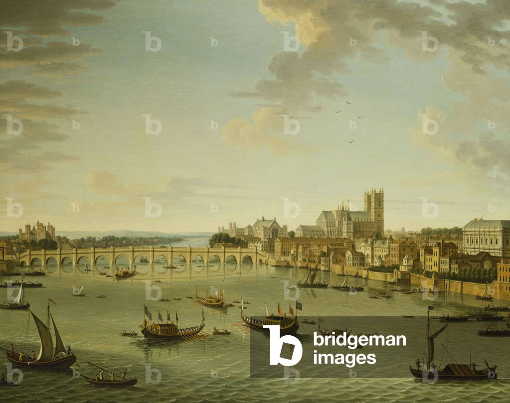 il tamigi dal terrazza di Somerset Casa guardando verso westminster, 1750 (olio su tela)