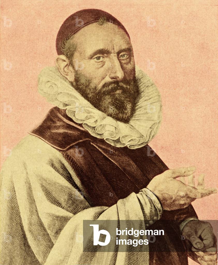 Jan Pieterszoon Sweelinck ritratto dopo J. Muller 1624. Compositore olandese, organista e clavicembalista 1535