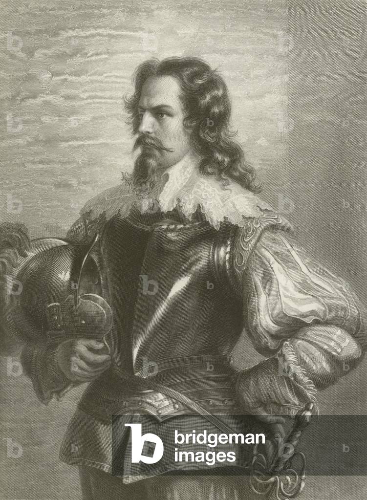 Max Piccolomini (engraving) by August Friedrich Pecht, b/w