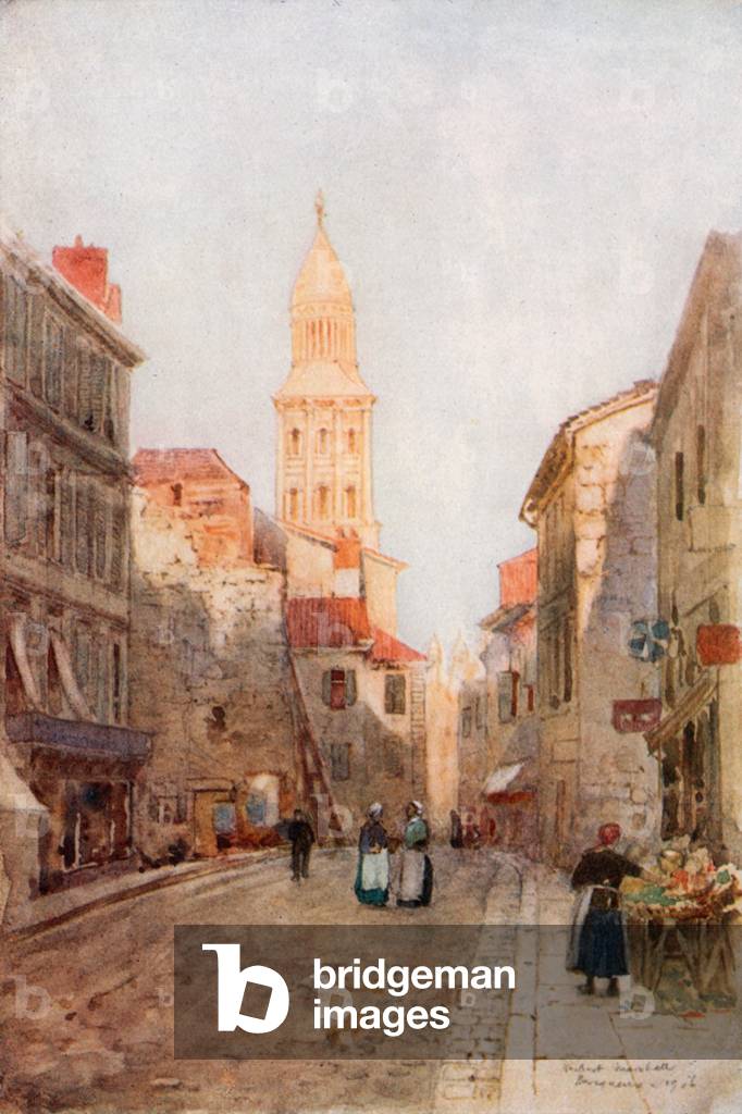 Eine Straße in Perigueux (Farbe litho)