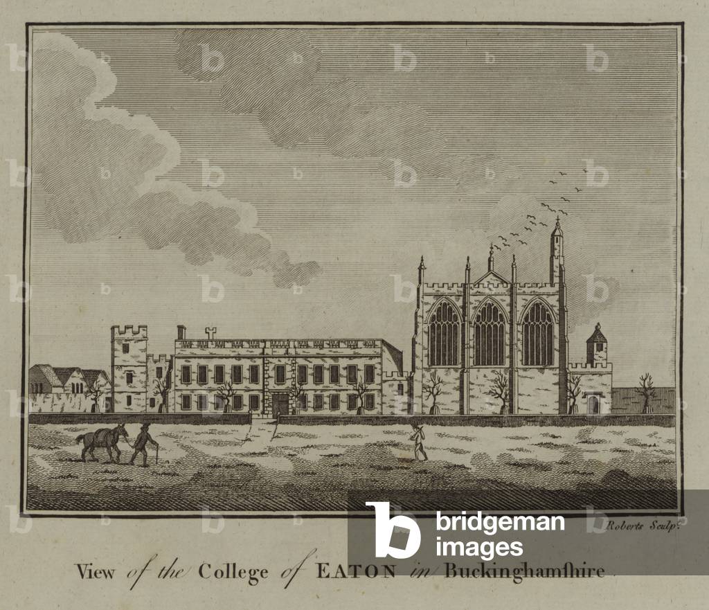 "Blick auf das College of Eaton in Buckinghamshire (Gravur)" 1701 von English School