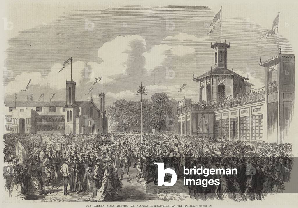 The German Rifle Meeting at Vienna, Distribution of the Prizes (engraving)