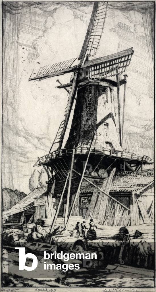 Un olandese mulino, Dordrecht, 1933 (acquaforte)