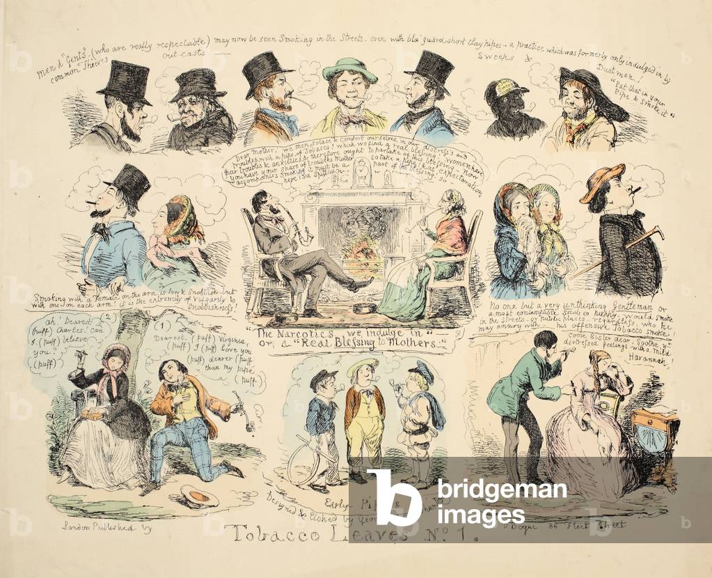Image of Engraving depicting Tobacco Leaves No. 1 1851 by George Cruikshank